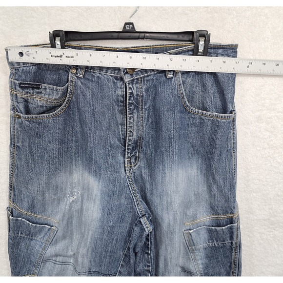 Vintage Y2K Focus Jeans Men's Blue Size 34×30 Baggy Grunge Cargo Denim Pants - Picture 9 of 11